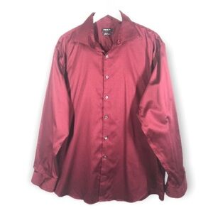 Kenneth Cole New York burgundy long sleeve men button down formal XL